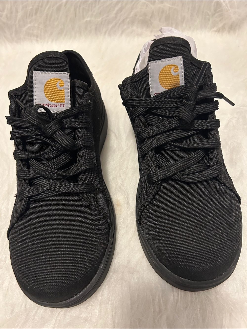 Carhartt Black Canvas Low-Top Sneakers with Gold Logo Patch